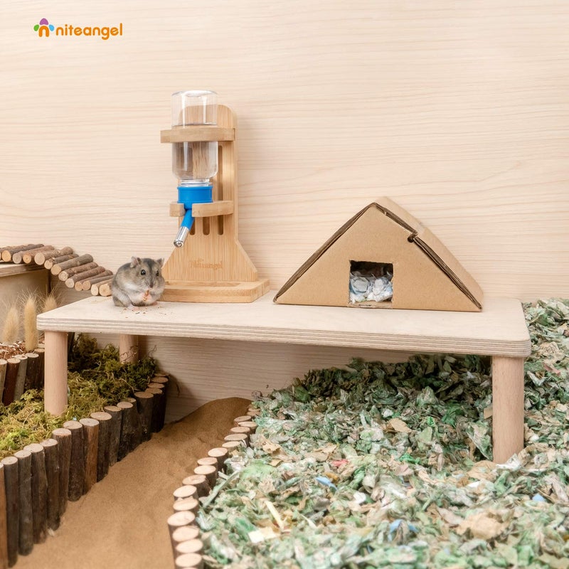 Niteangel Hamster Play Wooden Platform for Putting Small Animal's Food Bowl Drinking Bottle and Other cage Accessories (Rectangle - 7" Height) - Image 3